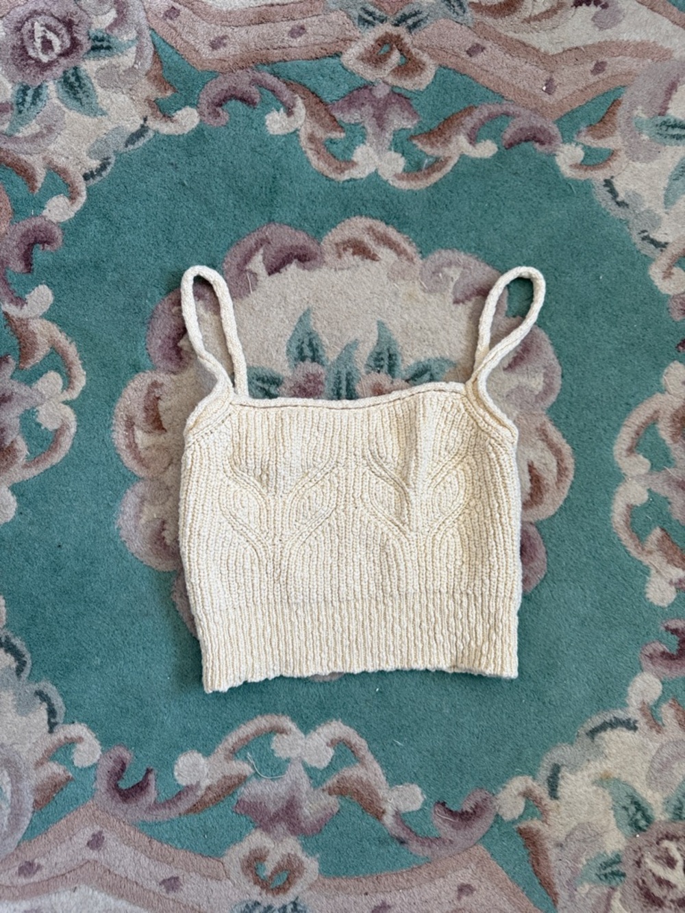 VINTAGE CREAM KNIT CABLE CROP